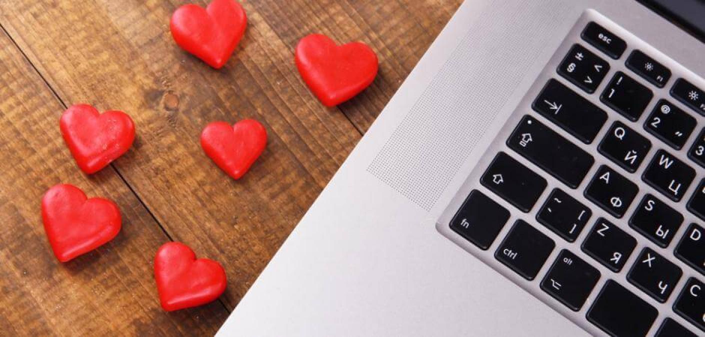 laptop with heart candies